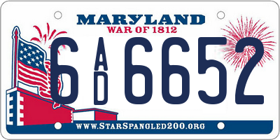 MD license plate 6AD6652