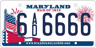MD license plate 6AD6666