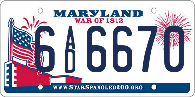 MD license plate 6AD6670