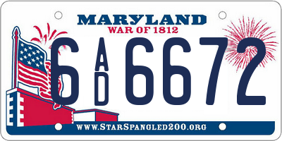 MD license plate 6AD6672