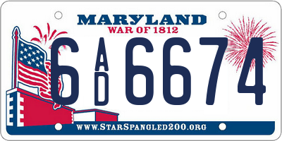 MD license plate 6AD6674