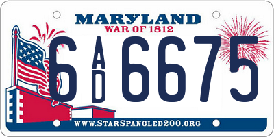 MD license plate 6AD6675