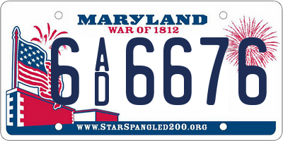 MD license plate 6AD6676