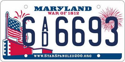 MD license plate 6AD6693