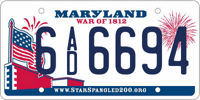 MD license plate 6AD6694