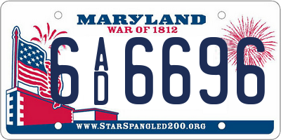 MD license plate 6AD6696