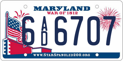 MD license plate 6AD6707