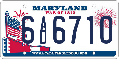 MD license plate 6AD6710
