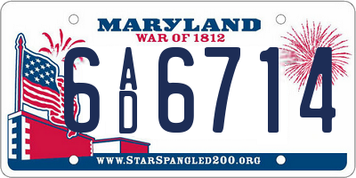 MD license plate 6AD6714