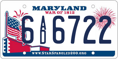 MD license plate 6AD6722