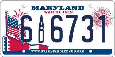 MD license plate 6AD6731