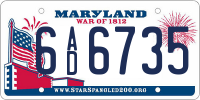 MD license plate 6AD6735