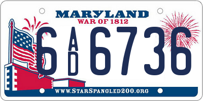 MD license plate 6AD6736
