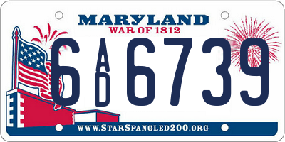 MD license plate 6AD6739