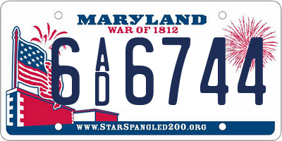 MD license plate 6AD6744