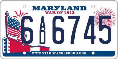 MD license plate 6AD6745
