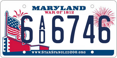 MD license plate 6AD6746