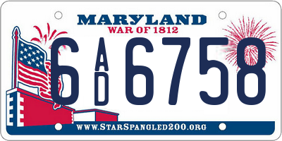 MD license plate 6AD6758