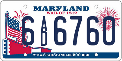 MD license plate 6AD6760