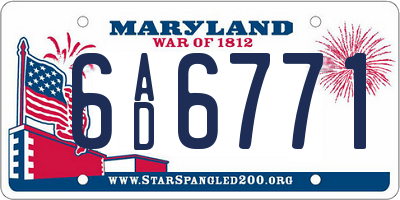 MD license plate 6AD6771