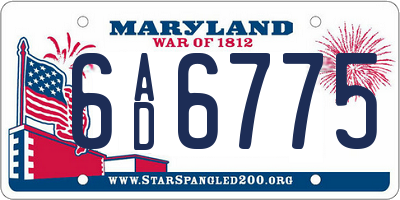 MD license plate 6AD6775