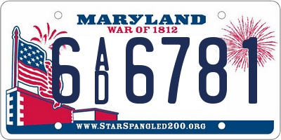 MD license plate 6AD6781