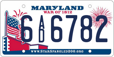 MD license plate 6AD6782