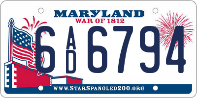 MD license plate 6AD6794