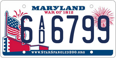 MD license plate 6AD6799