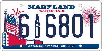 MD license plate 6AD6801