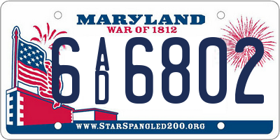 MD license plate 6AD6802