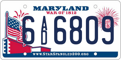MD license plate 6AD6809