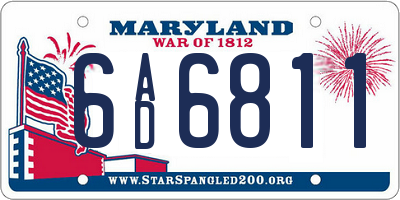 MD license plate 6AD6811