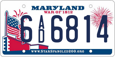 MD license plate 6AD6814