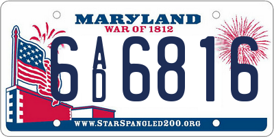 MD license plate 6AD6816