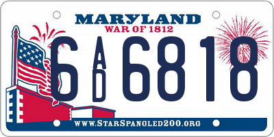MD license plate 6AD6818