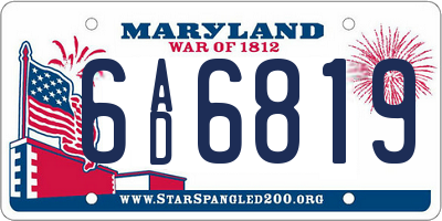 MD license plate 6AD6819