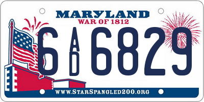 MD license plate 6AD6829
