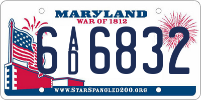 MD license plate 6AD6832
