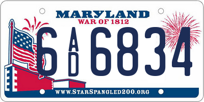 MD license plate 6AD6834