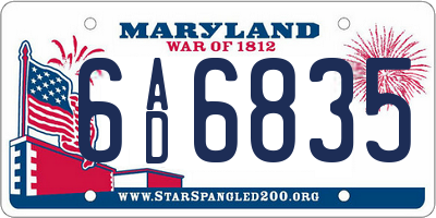 MD license plate 6AD6835