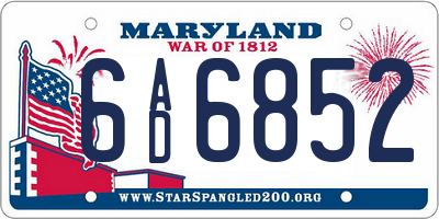MD license plate 6AD6852