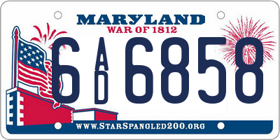 MD license plate 6AD6858