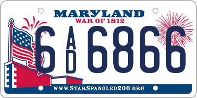 MD license plate 6AD6866