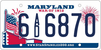 MD license plate 6AD6870