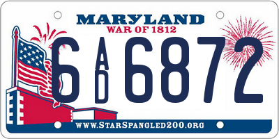 MD license plate 6AD6872