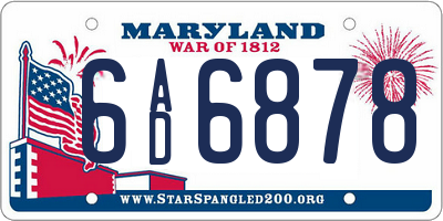MD license plate 6AD6878
