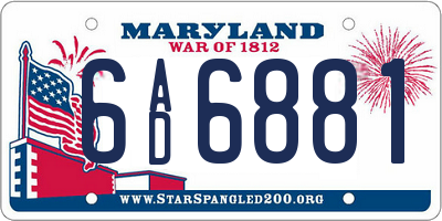 MD license plate 6AD6881