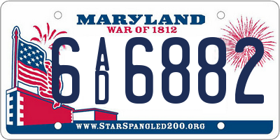 MD license plate 6AD6882