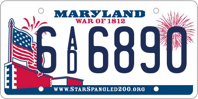 MD license plate 6AD6890